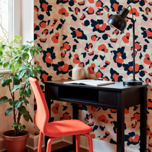 ROSANA - Papier peint fleurs tachetées rose bureau