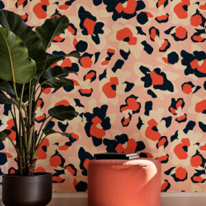 ROSANA - Papier peint fleurs tachetées rose salon