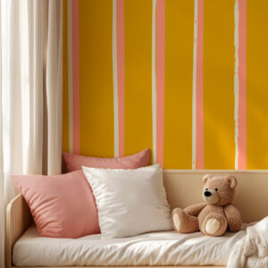 SALOMÉ - Papier peint rayures chambre fille jaune