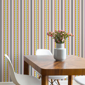 SOA - Papier peint rayures vintage pop violet salle à manger