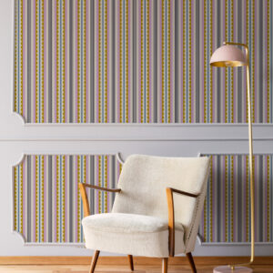 SOA - Papier peint rayures vintage pop violet salon