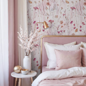 ZITA - Papier peint coquelicot fond texturé chambre