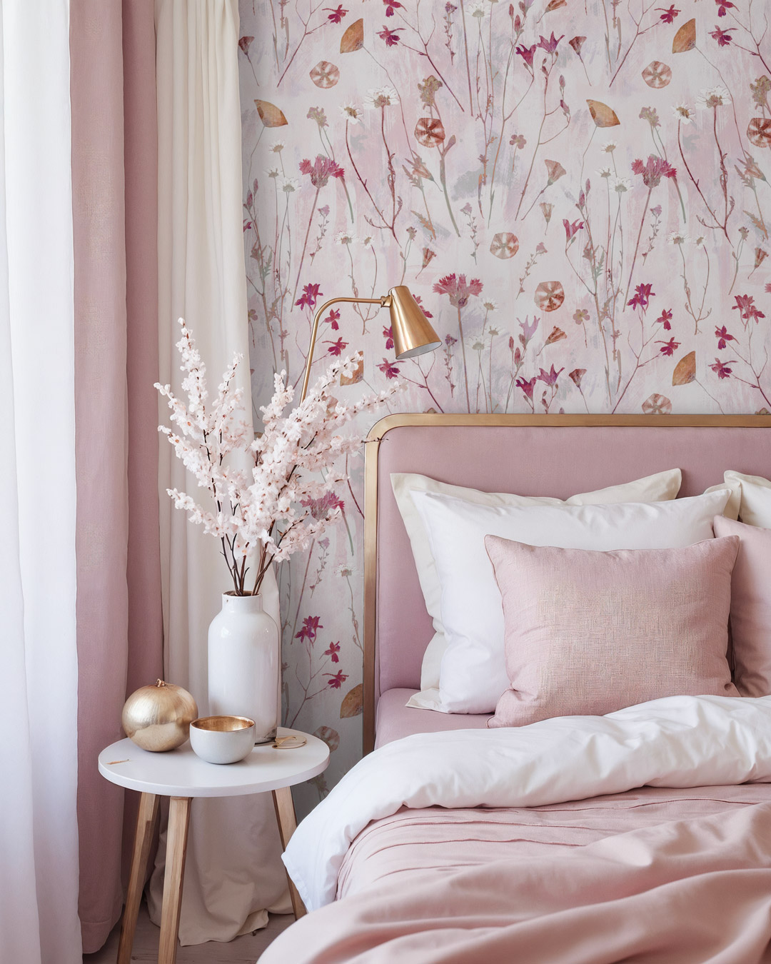 ZITA - Papier peint coquelicot fond texturé chambre