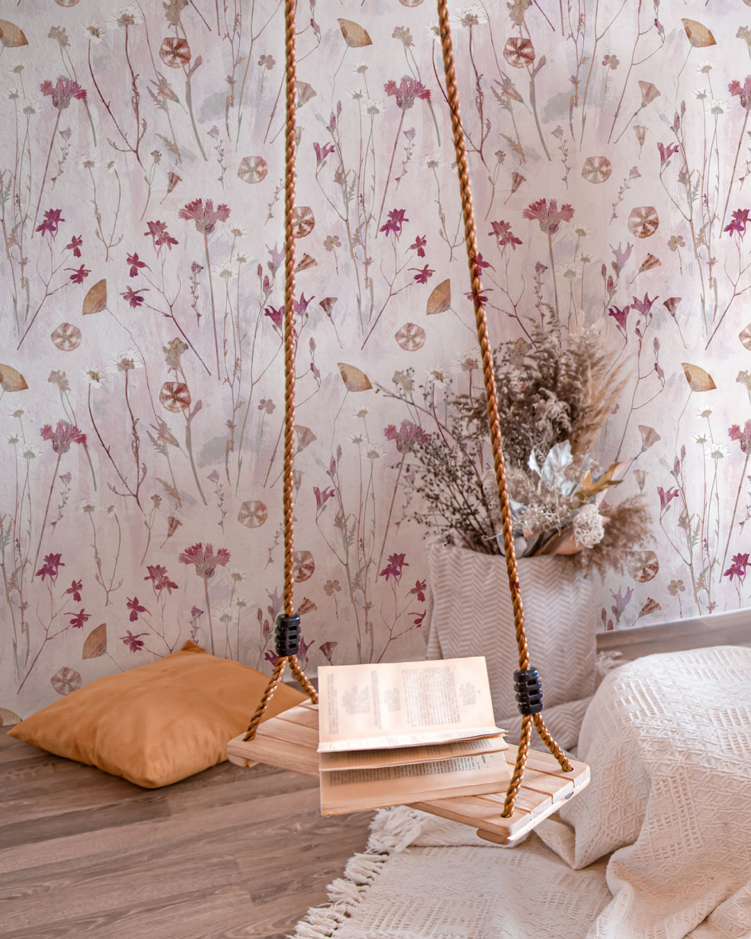 ZITA - Papier peint coquelicot fond texturé salon