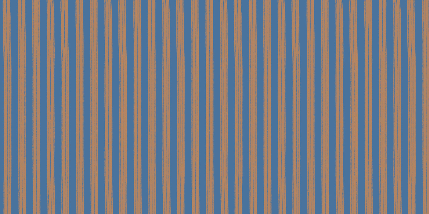 JENNA - Papier peint rayures effet brush marron et bleu