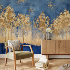 ANNA - Papier peint panoramique foret dorée scintillante chambre hotel