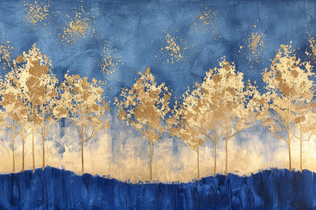 ANNA - Papier peint panoramique foret dorée scintillante