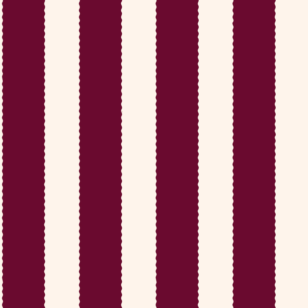 FRANCESCO - Papier peint rayé bords ondulés bordeaux