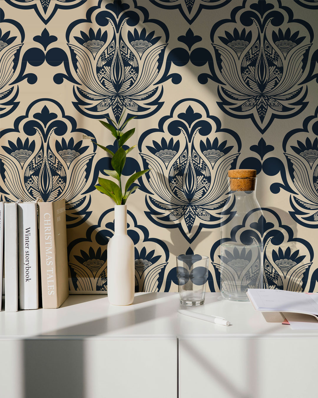 IKAL - Papier peint ethnique style inca monochrome bureau