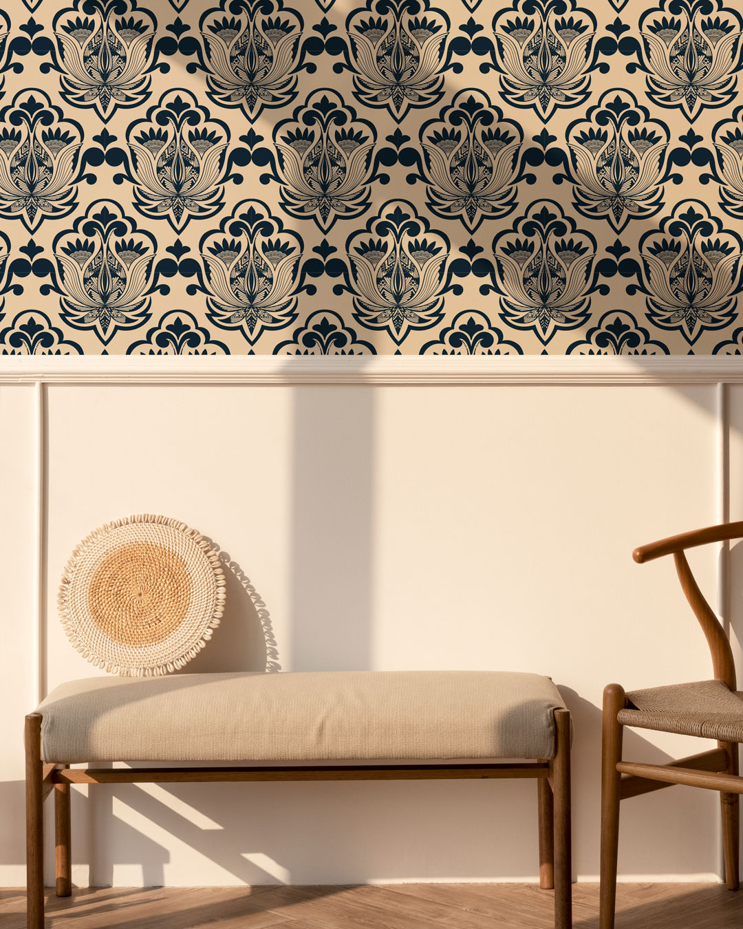 IKAL - Papier peint ethnique style inca monochrome salon