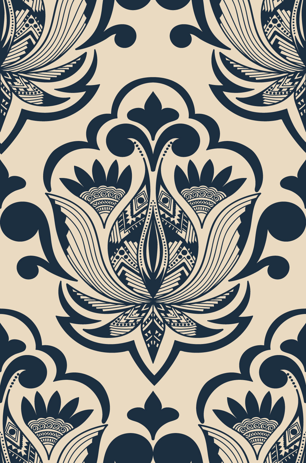 IKAL - Papier peint ethnique style inca monochrome