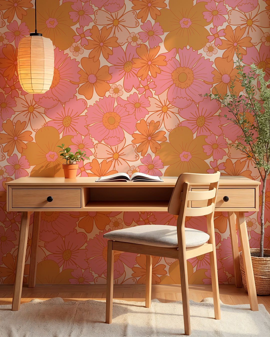 JESSICA - Papier peint flower power bureau