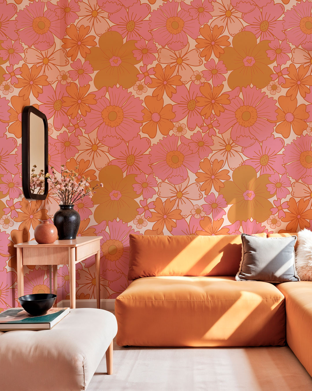 JESSICA - Papier peint flower power salon