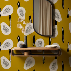 LYDIE - Papier peint tranche de papaye abstraite gold entrée