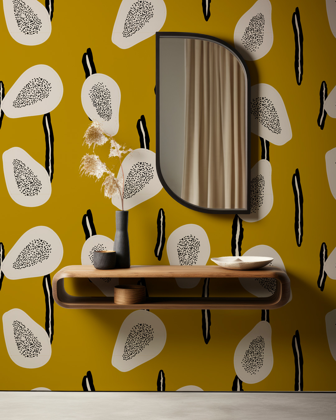 LYDIE - Papier peint tranche de papaye abstraite gold entrée