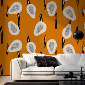 LYDIE - Papier peint tranche de papaye abstraite orange salon