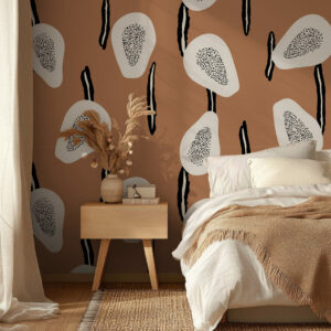 LYDIE - Papier peint tranche de papaye abstraite terracotta chambre