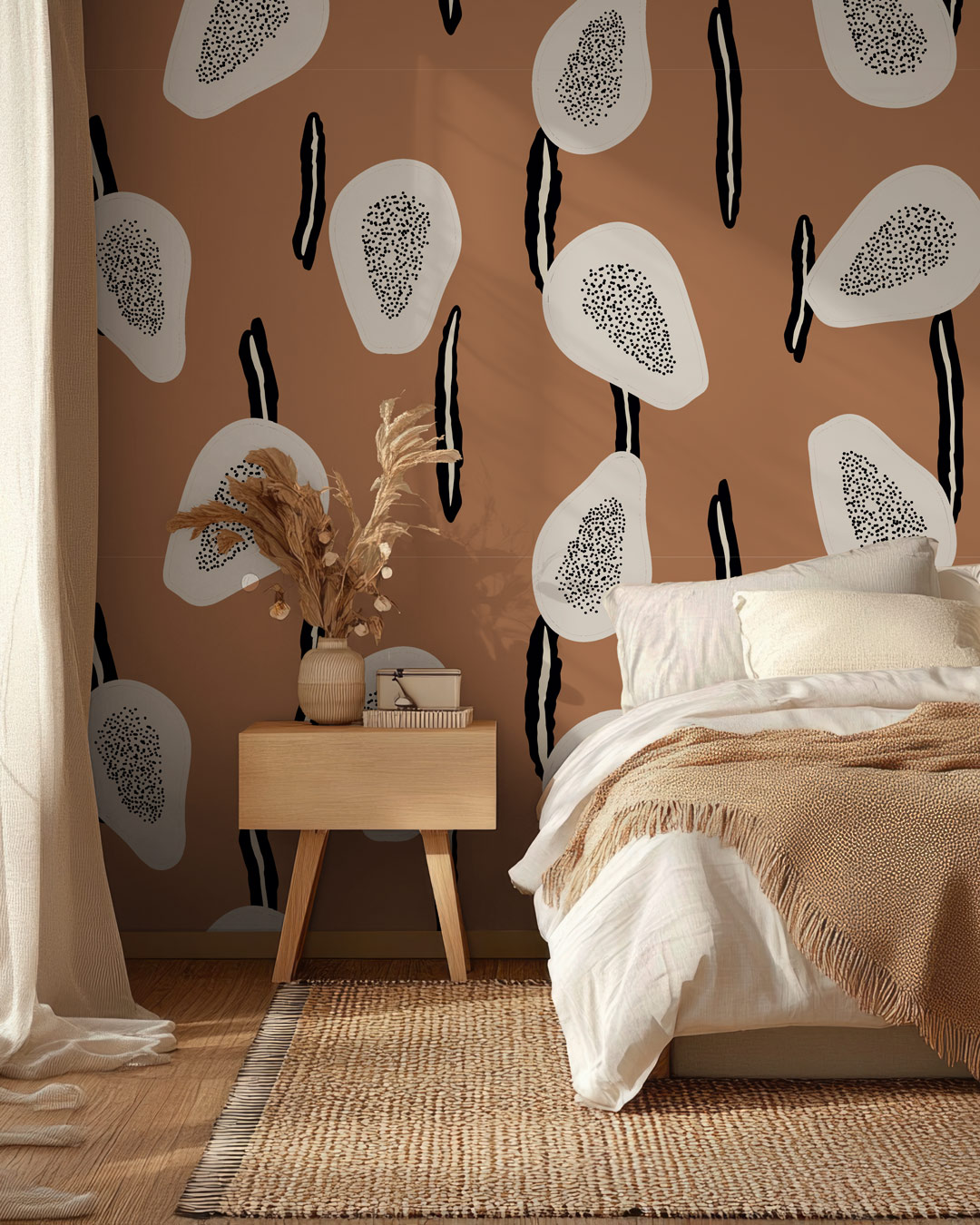 LYDIE - Papier peint tranche de papaye abstraite terracotta chambre