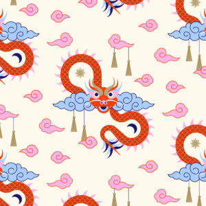 NAOMI - Papier peint dragon japonais