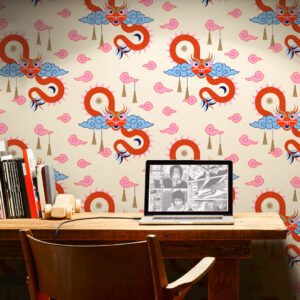 NAOMI - Papier peint dragon japonais bureau