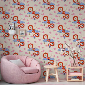 NAOMI - Papier peint dragon japonais coin lecture