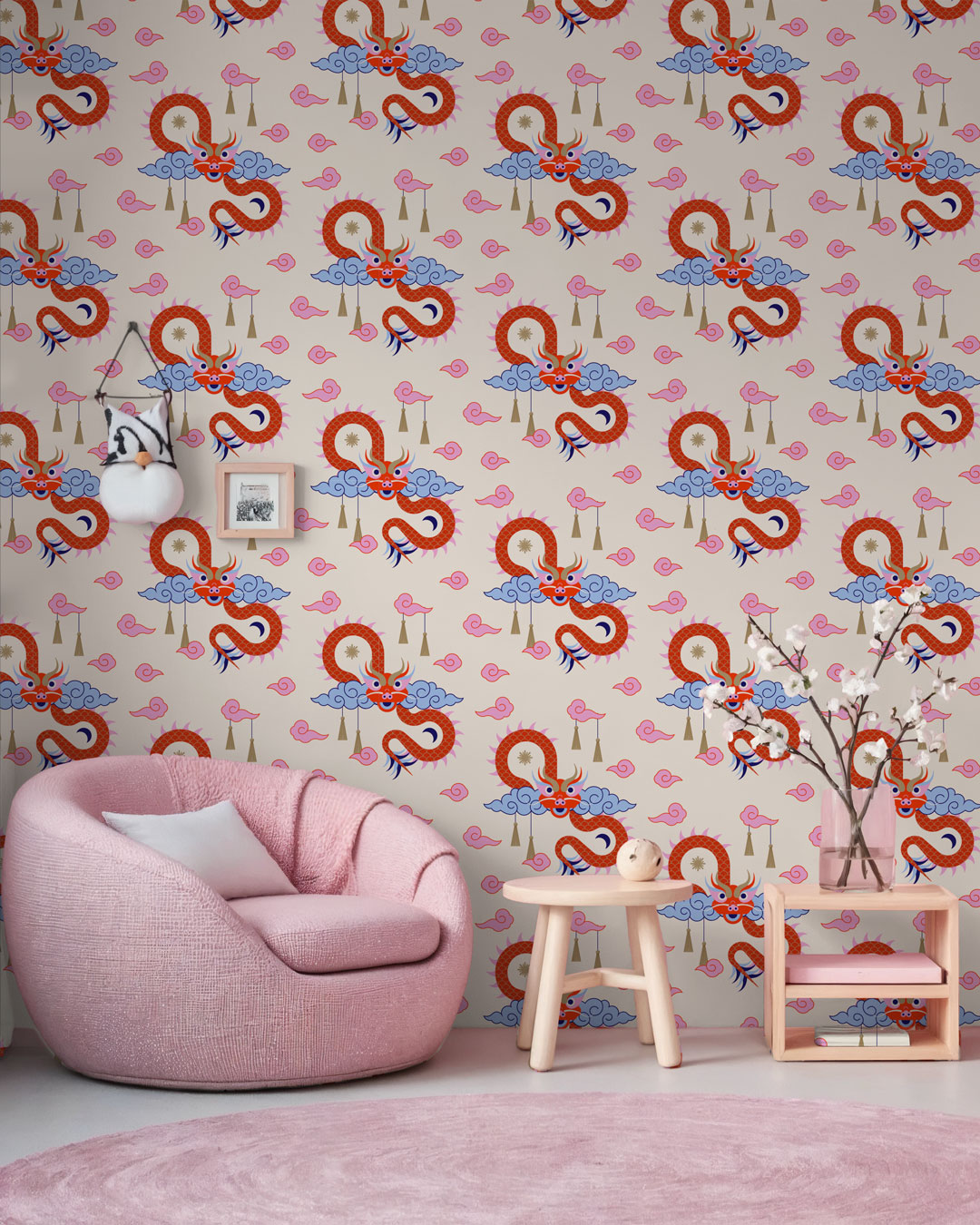 NAOMI - Papier peint dragon japonais coin lecture