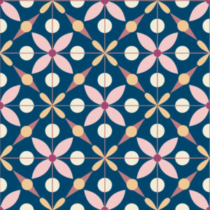 SANTIAGO - Papier peint rétro effet carreau de ciment bleu