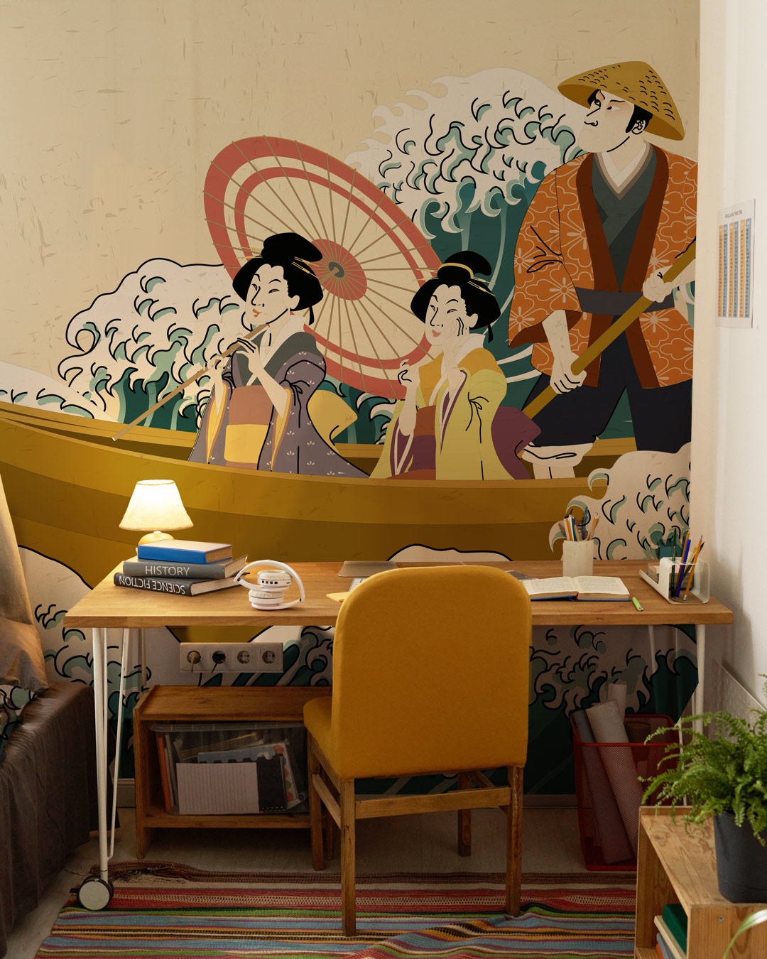 SORA - Papier peint pirogue japonaise bureau