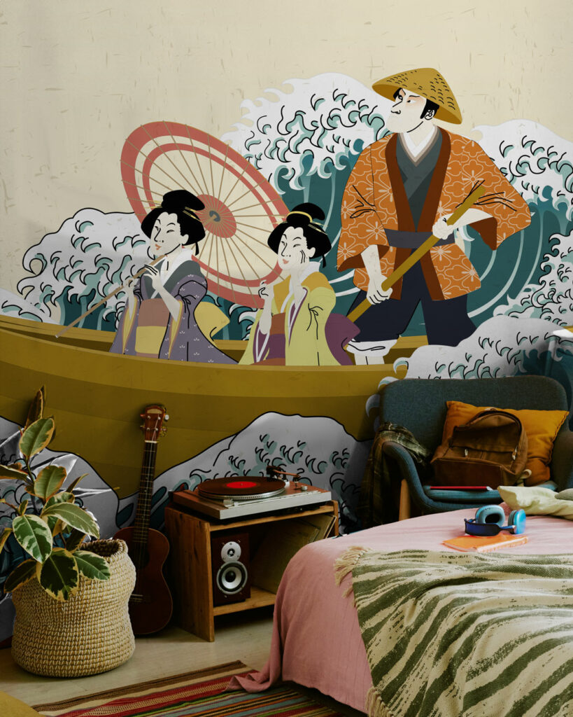 SORA - Papier peint pirogue japonaise chambre