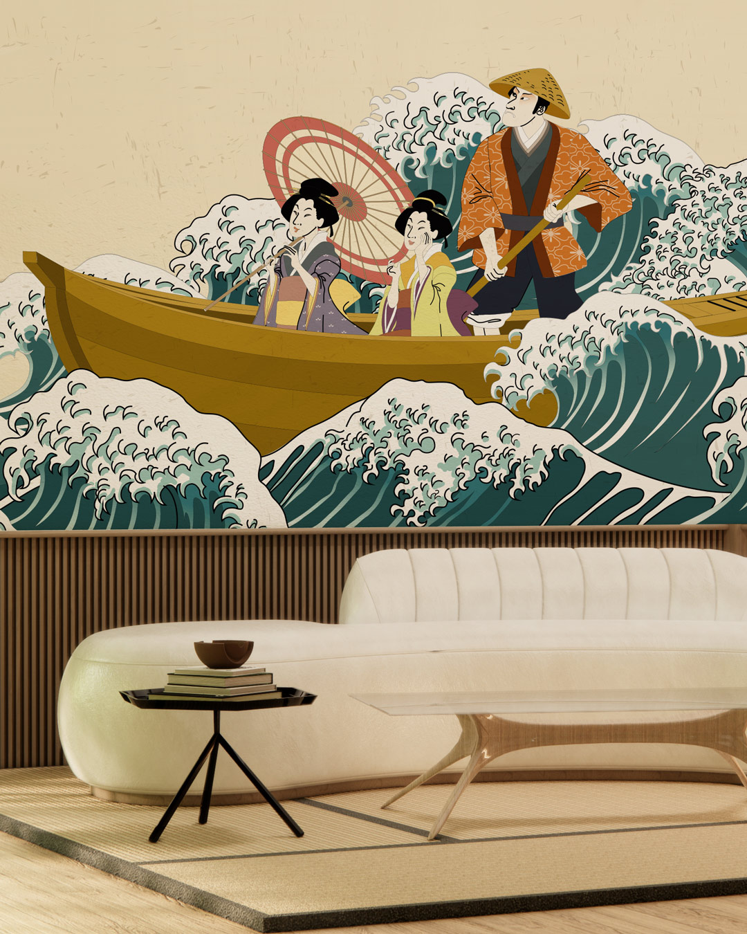 SORA - Papier peint pirogue japonaise salon