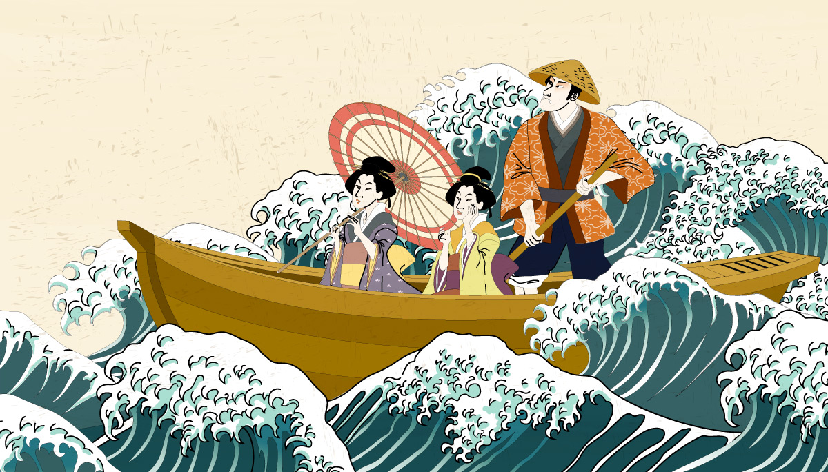 SORA - Papier peint pirogue japonaise