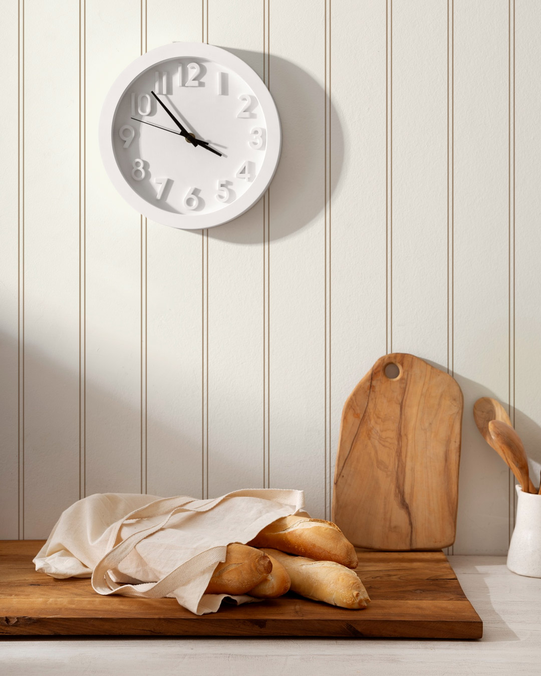 ALPHIE - Papier peint rayures sages café au lait cuisine