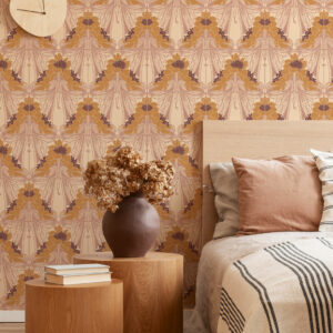 ANIA - Papier peint art nouveau vitrail fleuri chambre