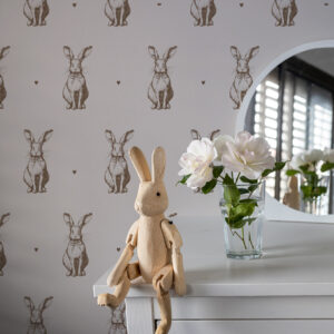 BUNNY - Papier peint lapin mignon marron chambre