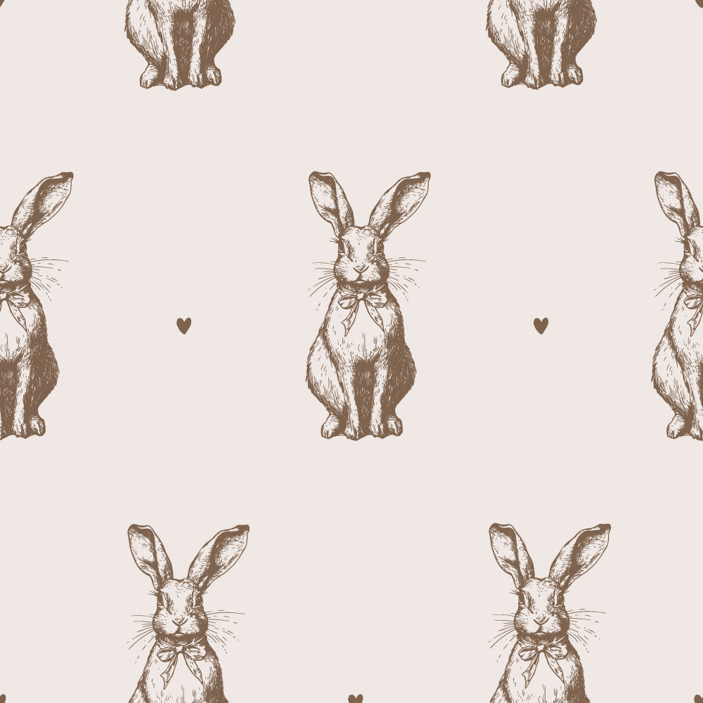 BUNNY - Papier peint lapin mignon marron