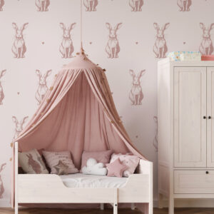 BUNNY - Papier peint lapin mignon rose chambre 2