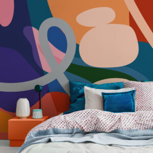 JACQUELINE - Papier peint panoramique grande fresque colorée chambre