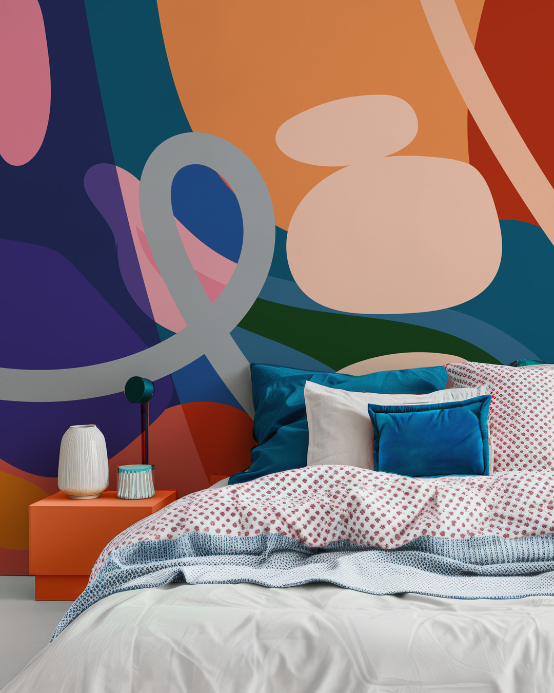 JACQUELINE - Papier peint panoramique grande fresque colorée chambre