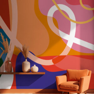 JACQUELINE - Papier peint panoramique grande fresque colorée salon