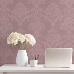 PENELOPE - Papier peint baroque ton sur ton bureau