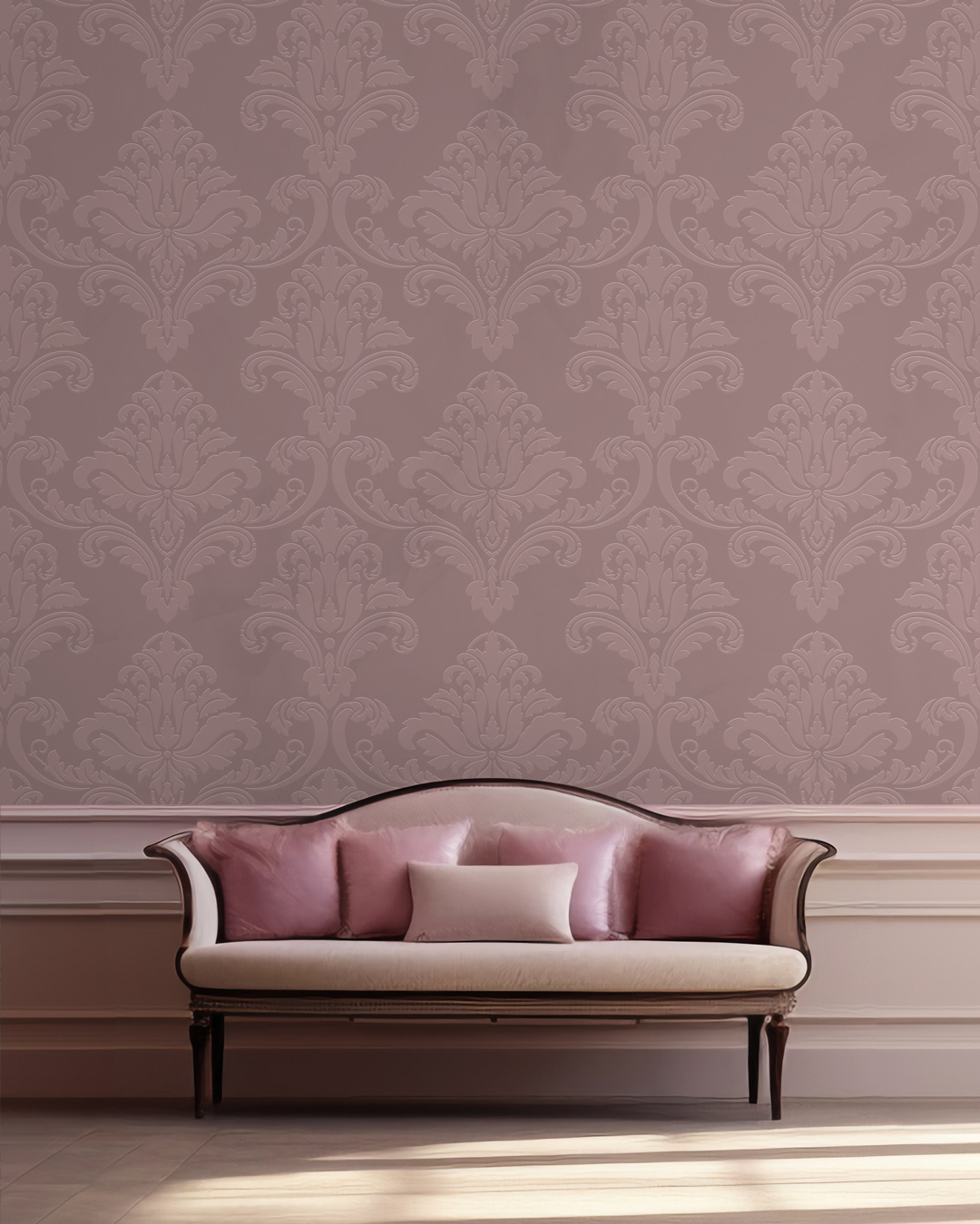 PENELOPE - Papier peint baroque ton sur ton salon