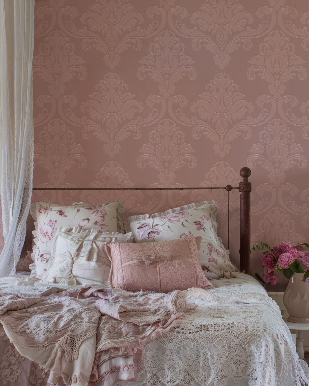 PENELOPE - Papier peint baroque ton sur ton chambre