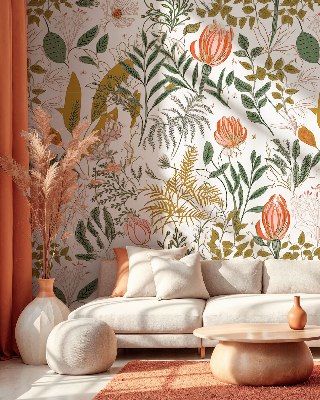 ROMAIN - papier peint petites fleurs des champs salon