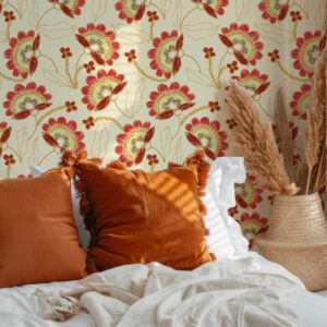 VICTORIA - papier peint effet fleurs brodées chambre