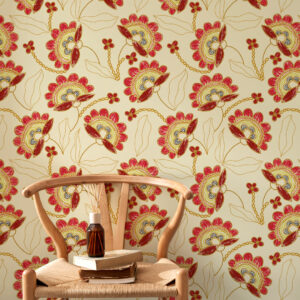 VICTORIA - papier peint effet fleurs brodées entrée