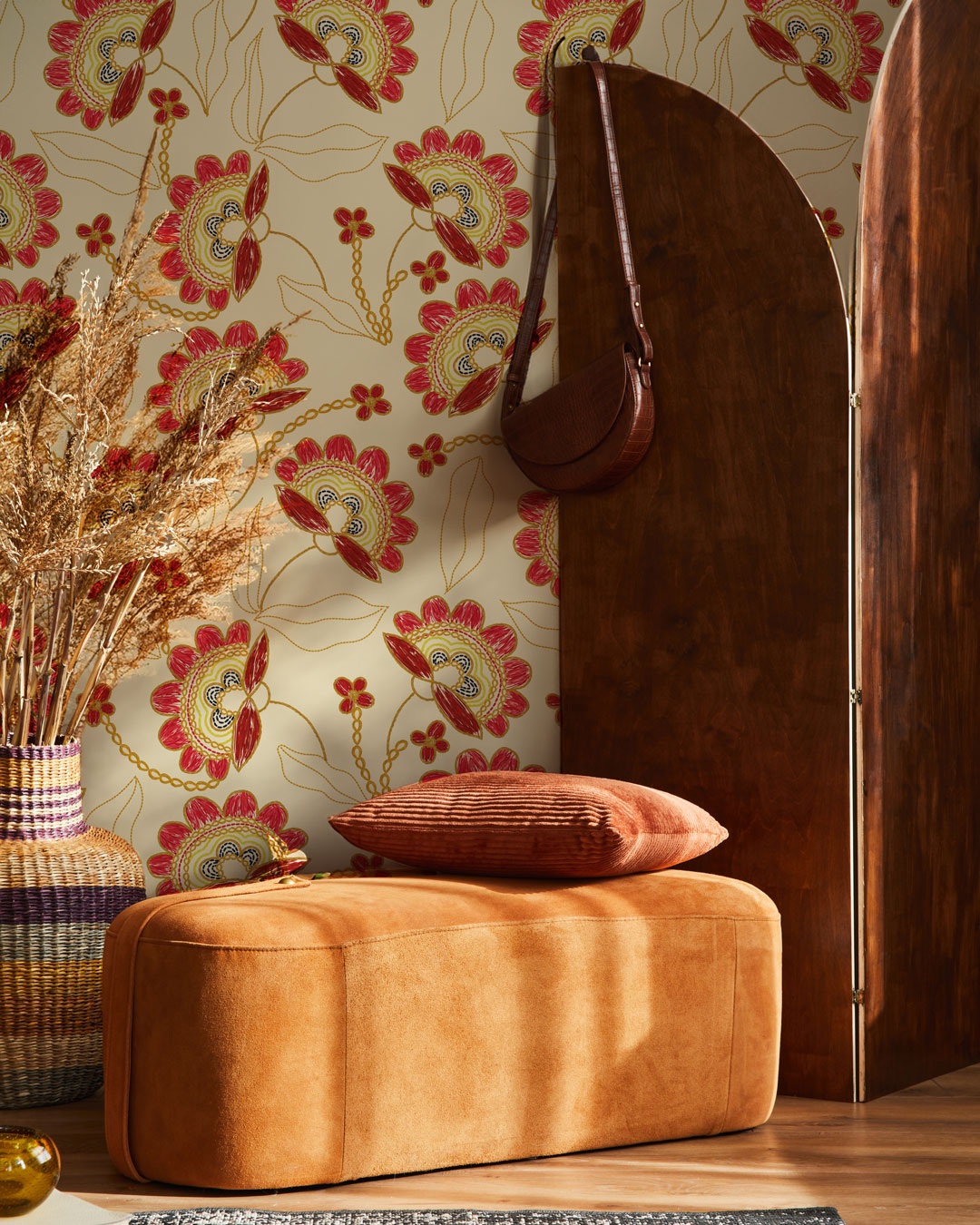 VICTORIA - papier peint effet fleurs brodées salon