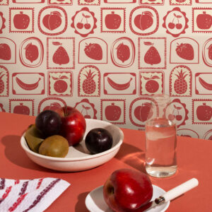 YASMINE - papier peint cadres fruités rouge salle à manger