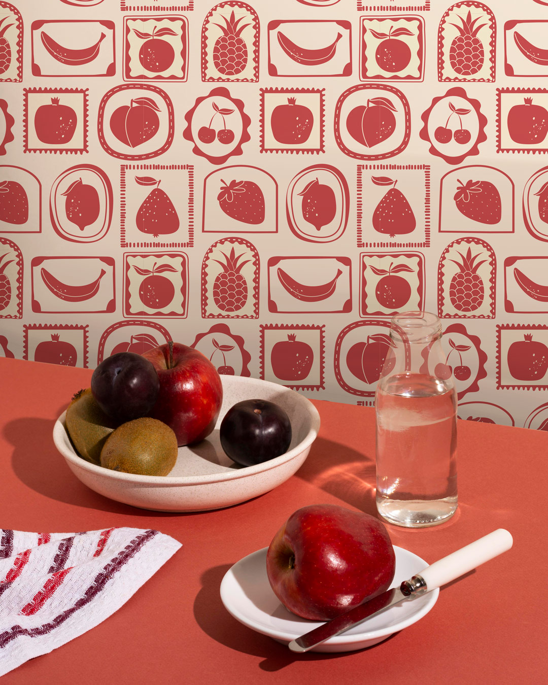YASMINE - papier peint cadres fruités rouge salle à manger
