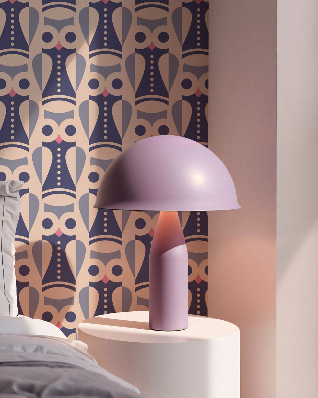 ANDRÉ - papier peint chouette vintage violet chambre
