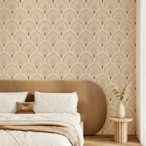 ANGIE - Papier peint palme art nouveau marron chambre
